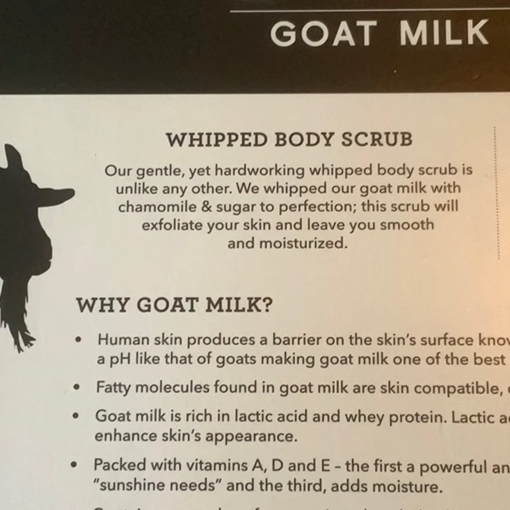 NWT Goat milk bath and body set (scrub and lotion)